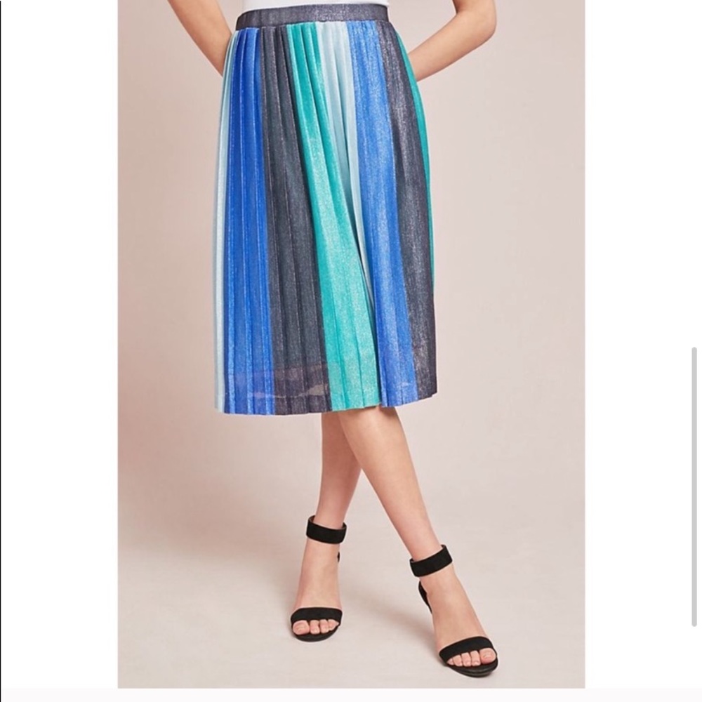 Maeve color striped pleated midi skirt by Maeve